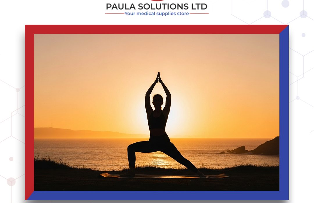 Modern illustrated graphic titled “Mental Health Matters: Easy Daily Practices to Reduce Stress” with calming visuals.